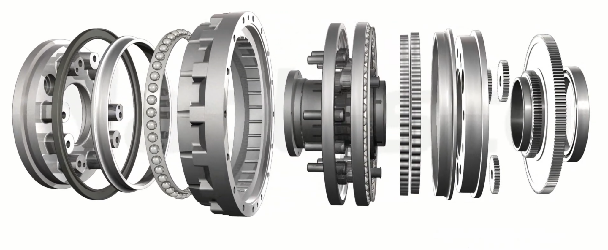 Exploded view of an RV reduction gear and its components
