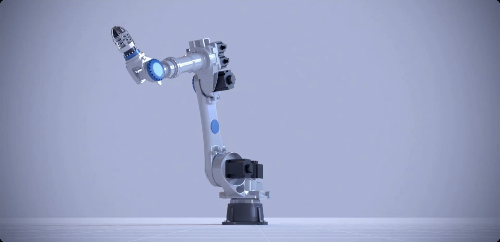 Industrial robot arm on a light gray background